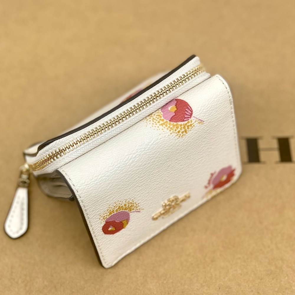 Coach White Floral Small Trifold Wallet - Picture 9 of 10